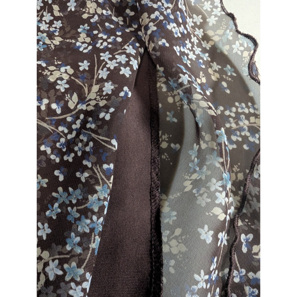 VTG 90s Jonathan Martin Brown‎ Floral Midi Dress w/ Slip Sheer Overlay XS/S USA - Picture 14 of 15